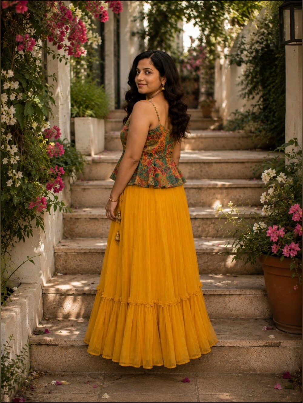 Vibrant Yellow Boho Indian Fusion Set